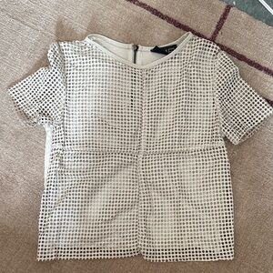 Perforated White Leather Shirt